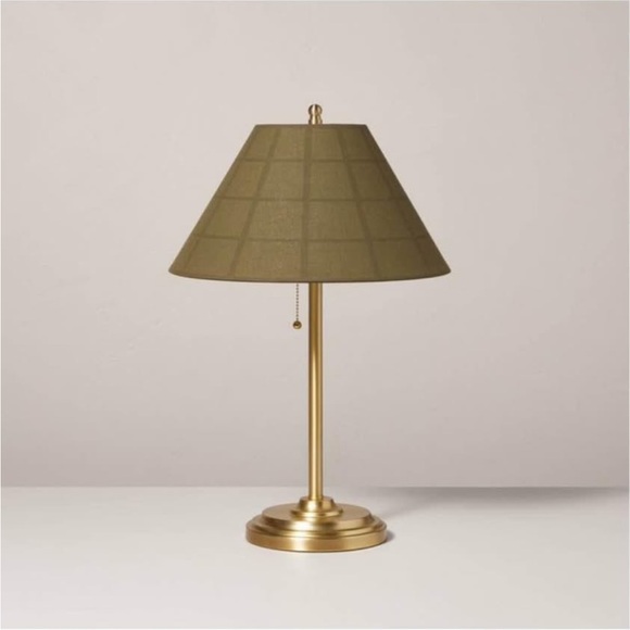 Hearth & Hand 23” Brass & Plaid Shade Table Lamp - Picture 1 of 3